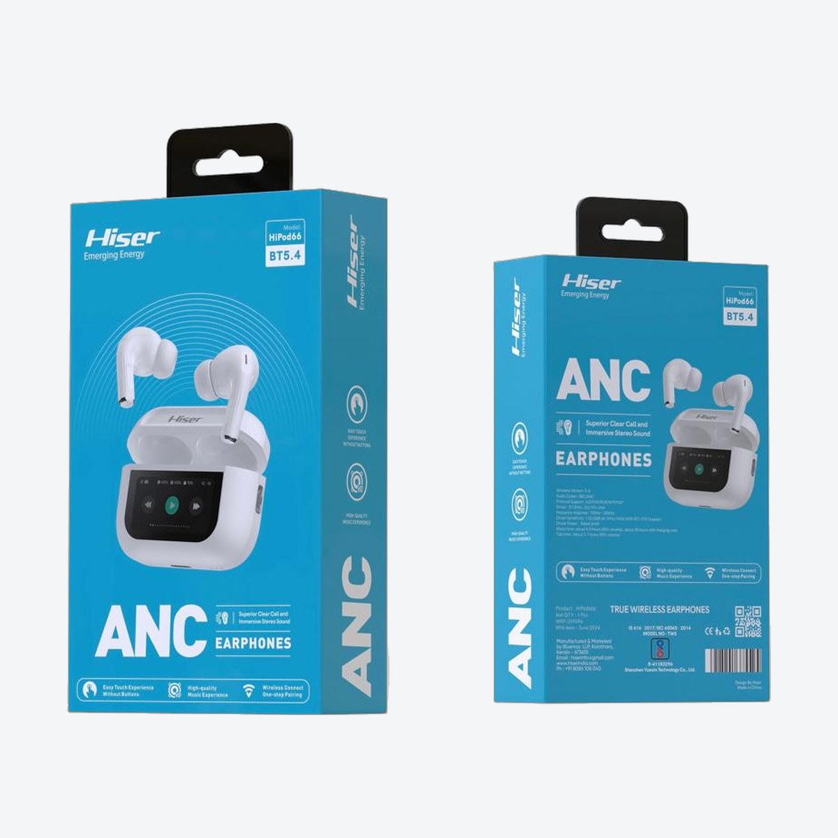 Hiser HiPod 66 ANC display earbuds, packaging