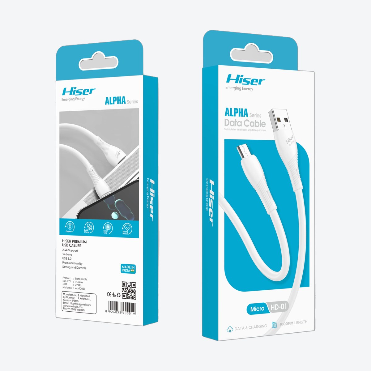 Hiser Alpha Lightning data cable, HD-03, packaging