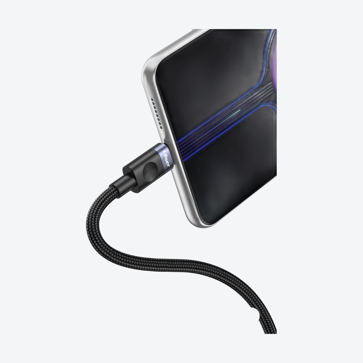 Hiser HD30 soft nylon data cable, alternate view