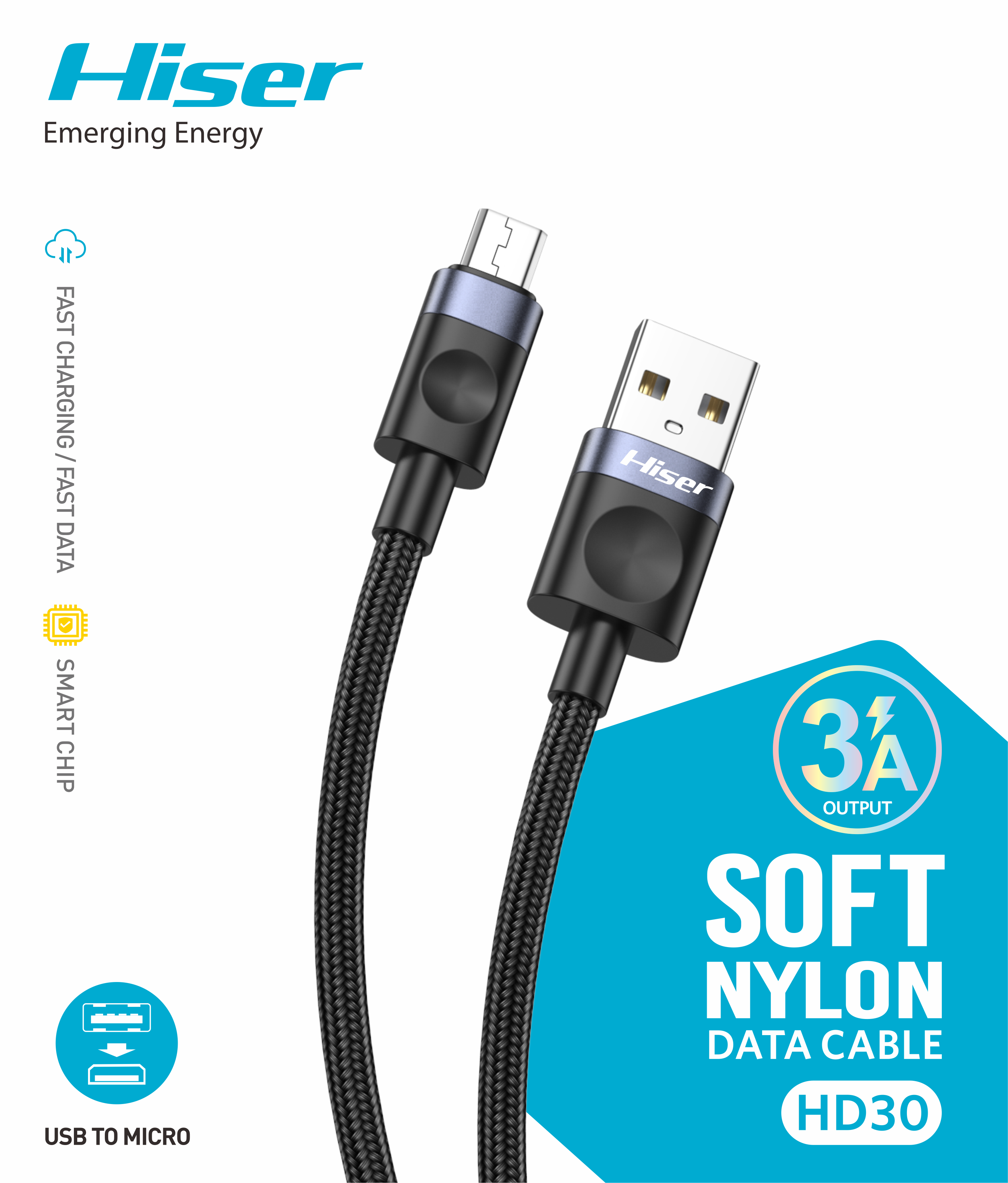 Hiser HD30 soft nylon data cable