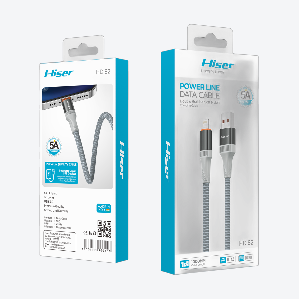 Hiser HD82 fast charging cable, packaging