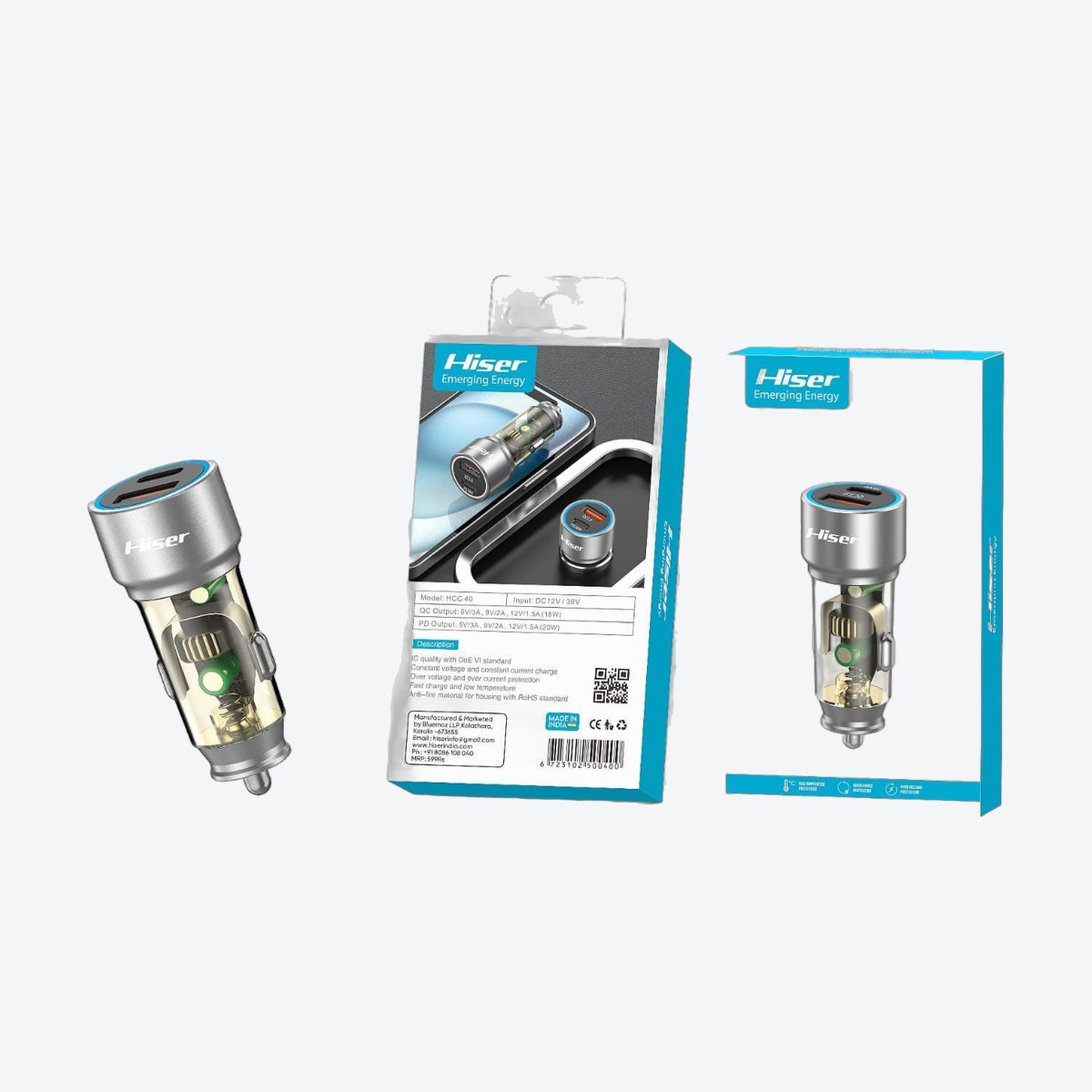Hiser 38W glass car charger