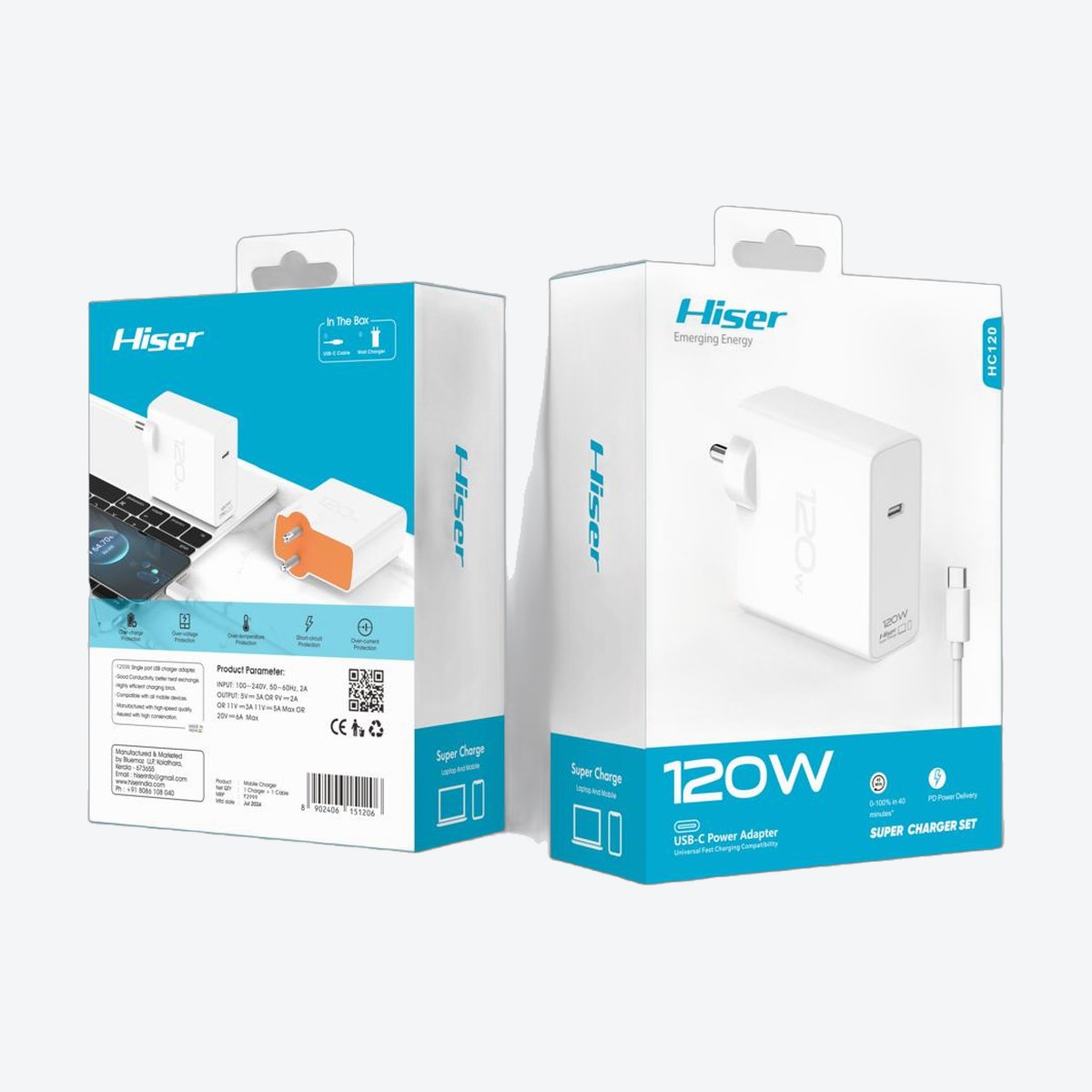 Hiser 120W charger, packaging