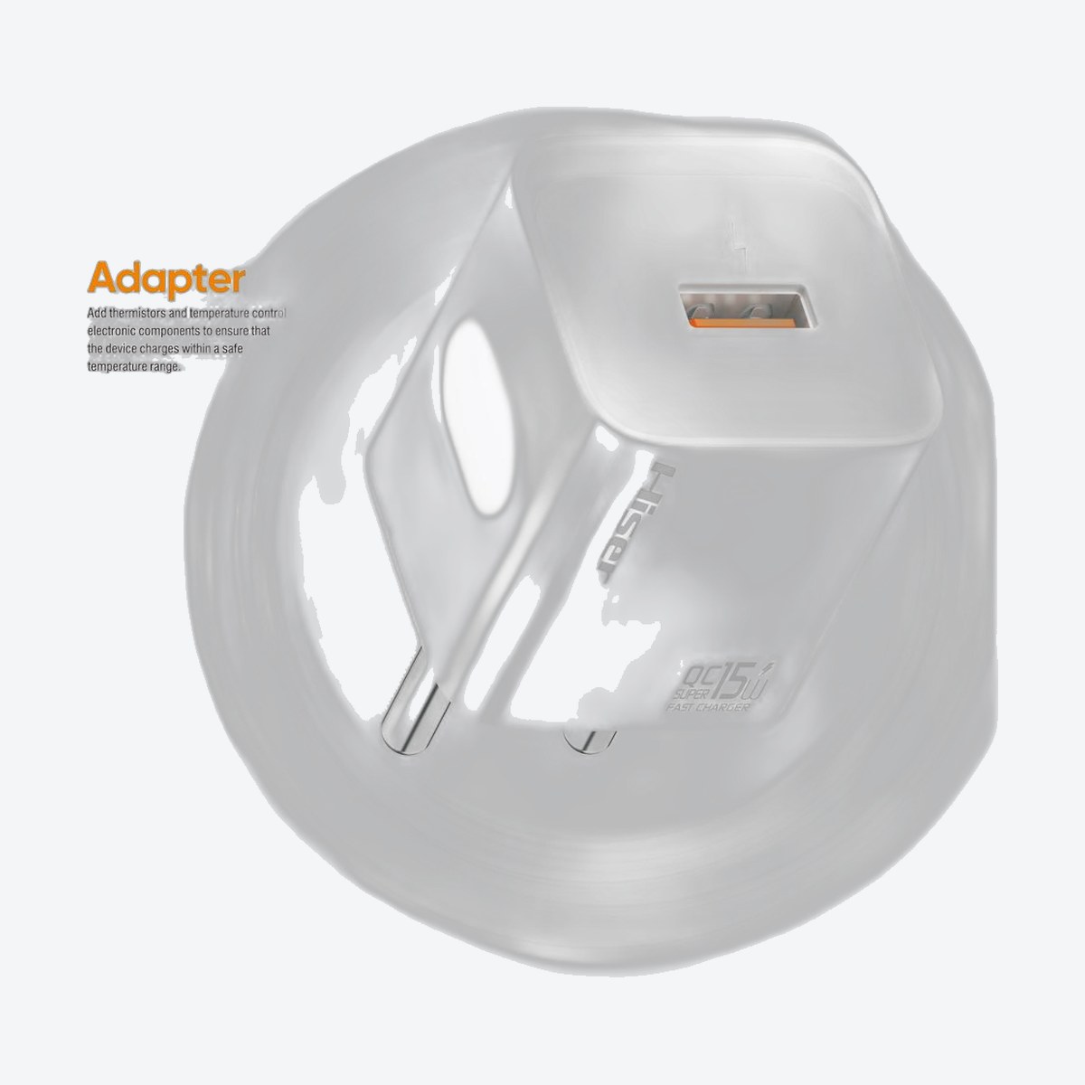Hiser 15W charger, alternate view