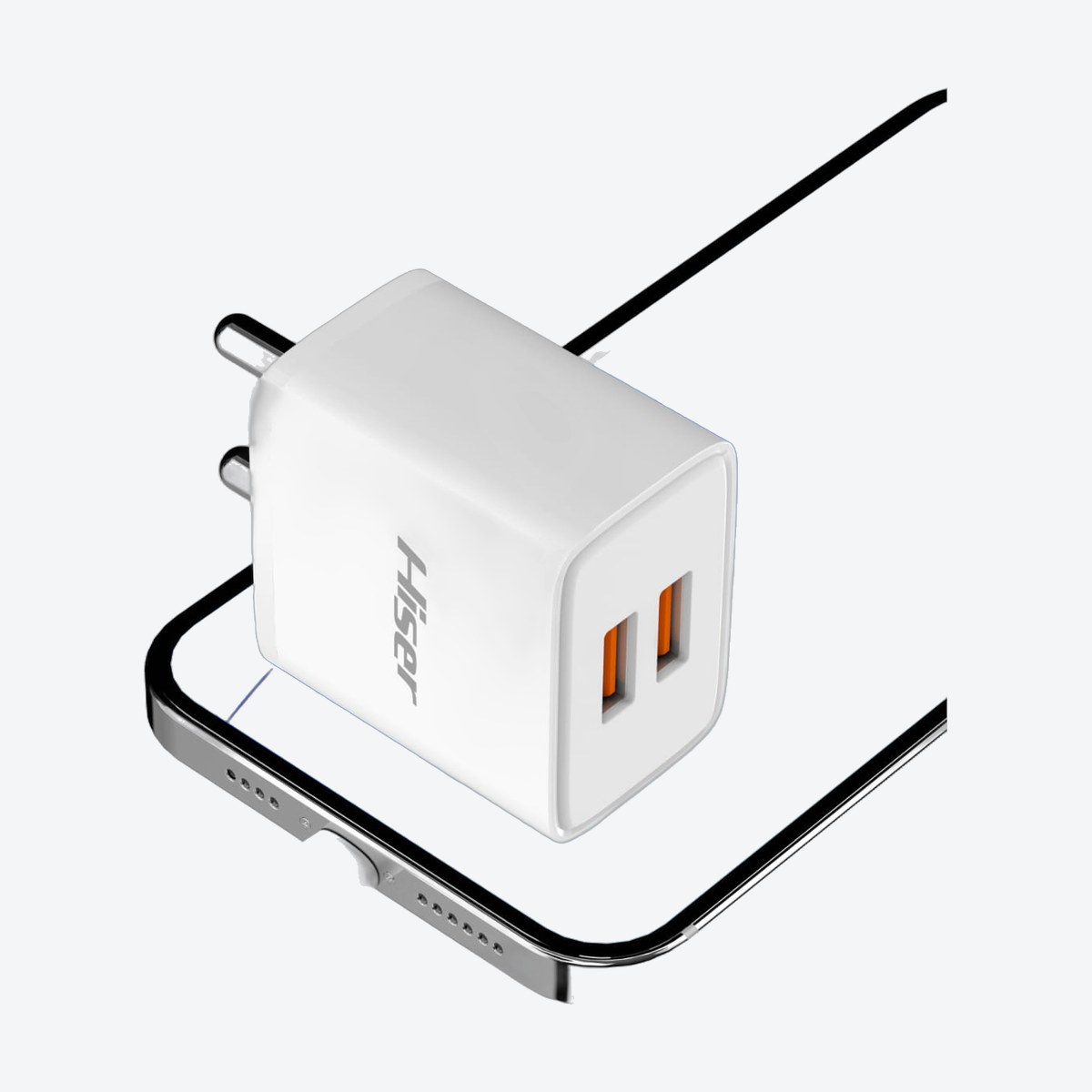 Hiser 2.4A 2-port charger, alternate view