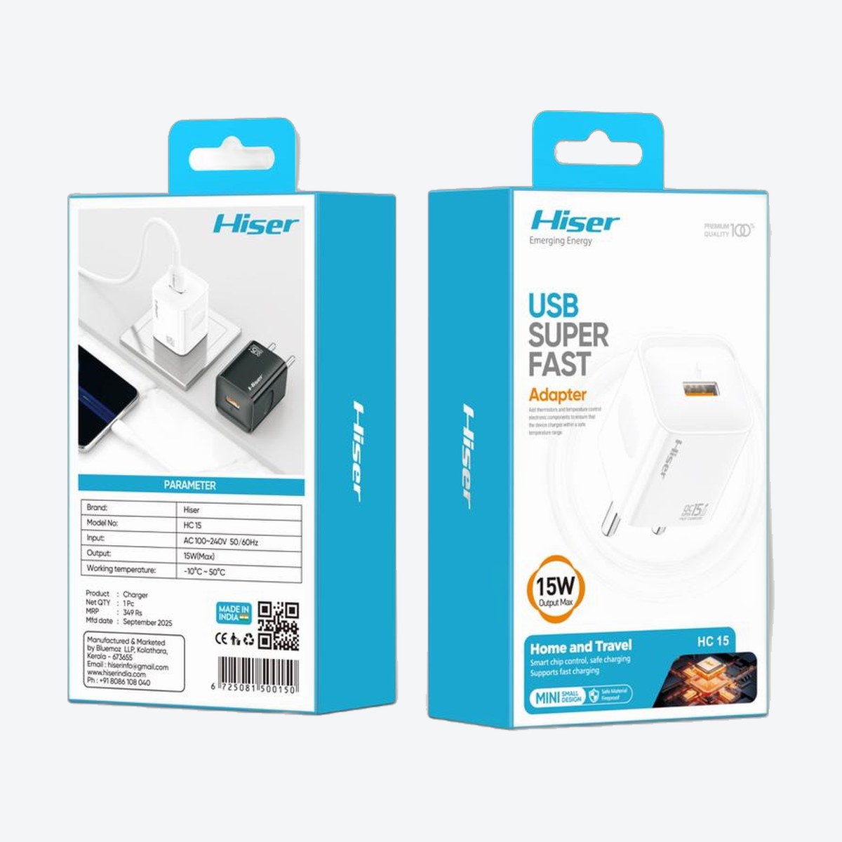 Hiser 15W charger, packaging