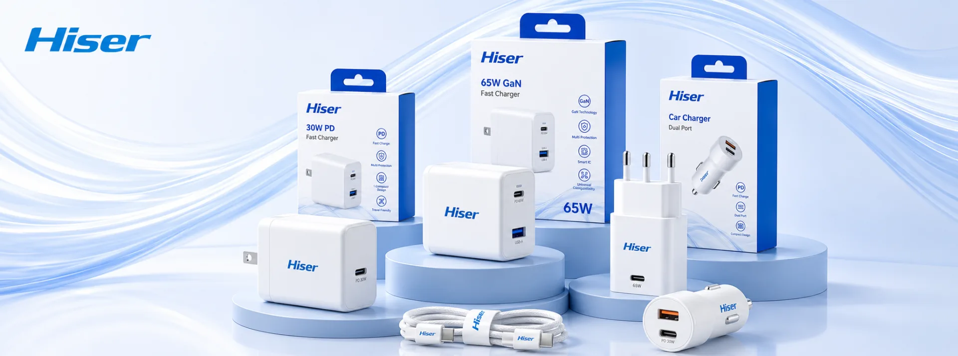 Hiser wall chargers and car chargers