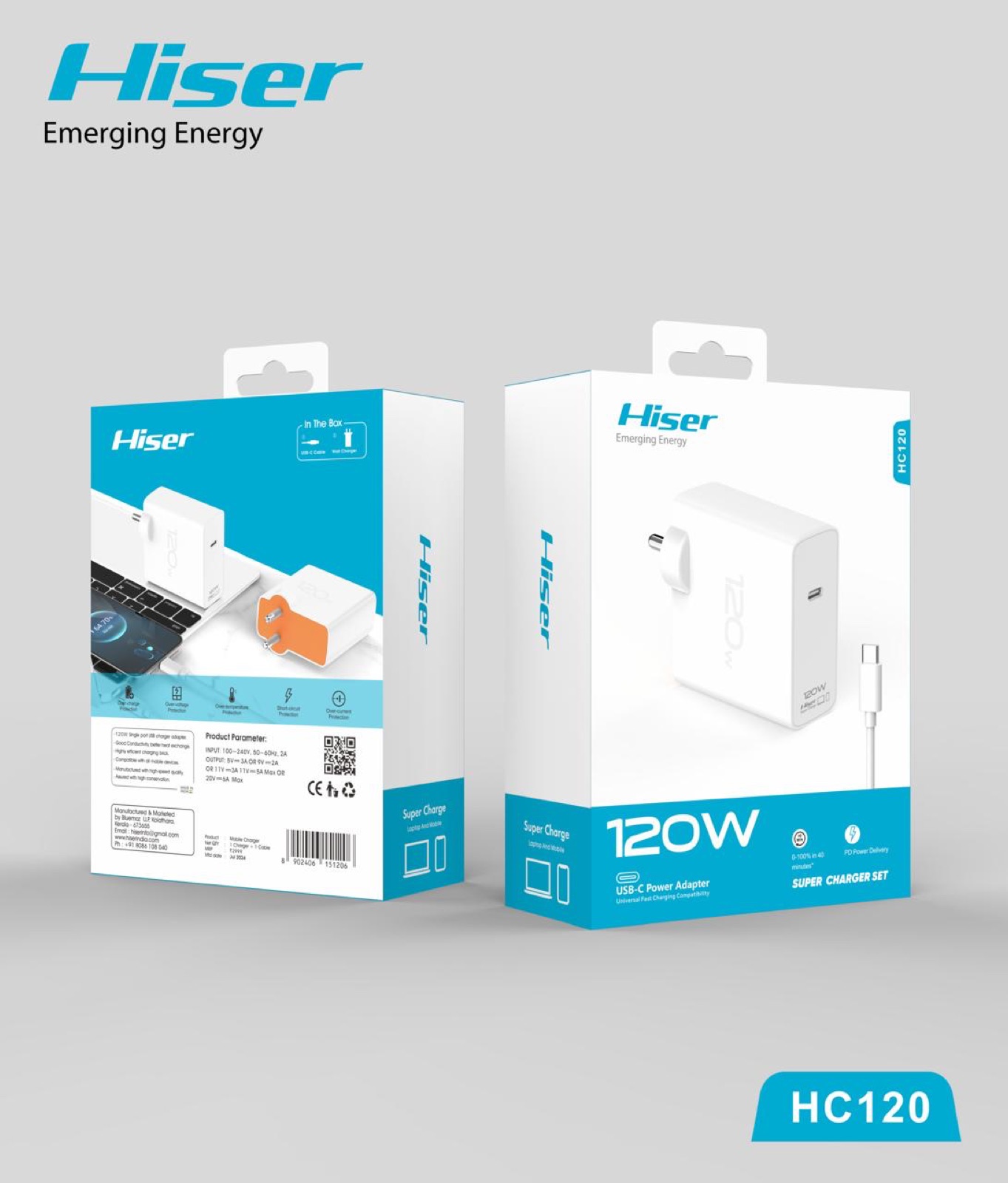 Hiser 120W charger, packaging