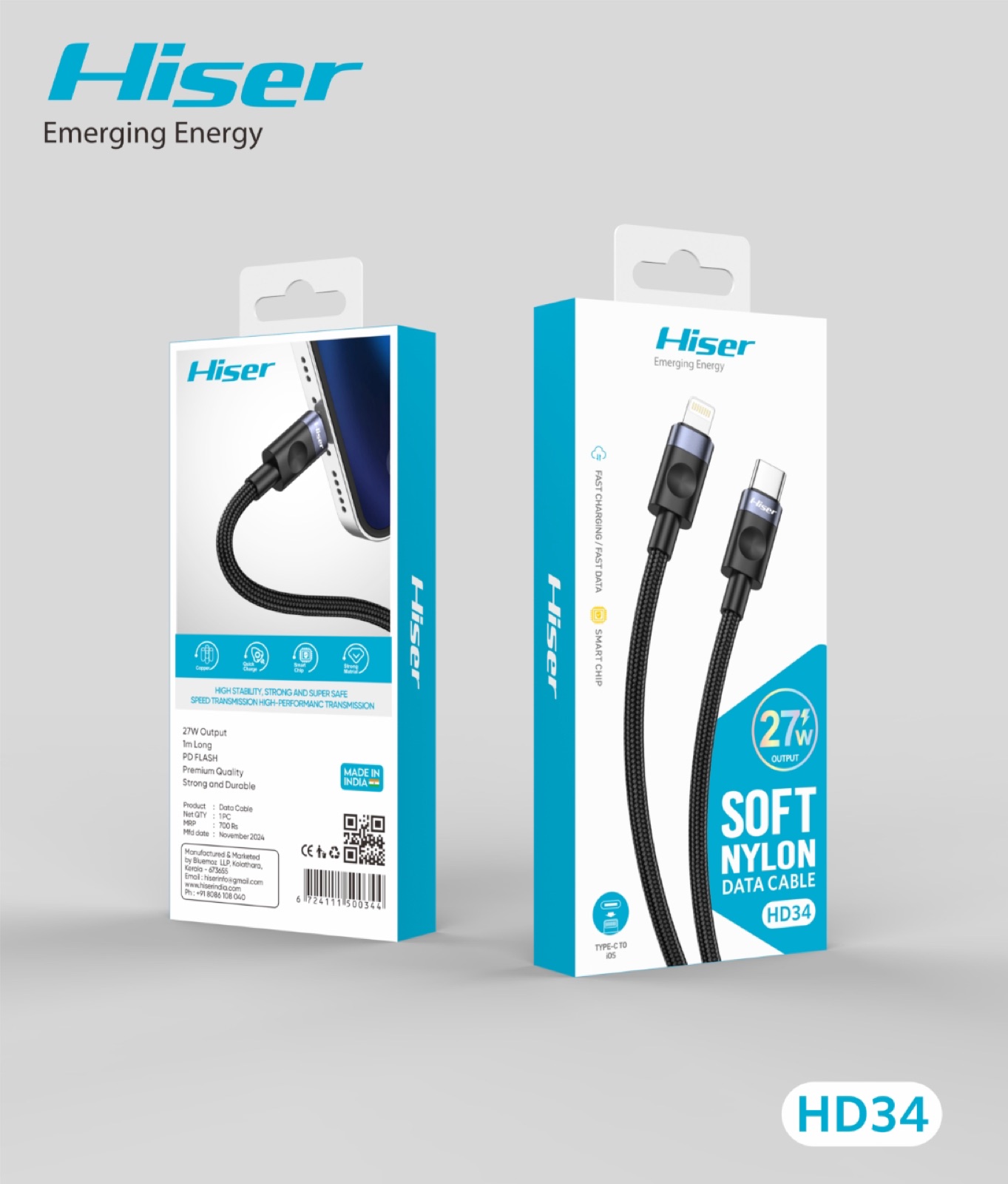Hiser HD34 data cable, packaging