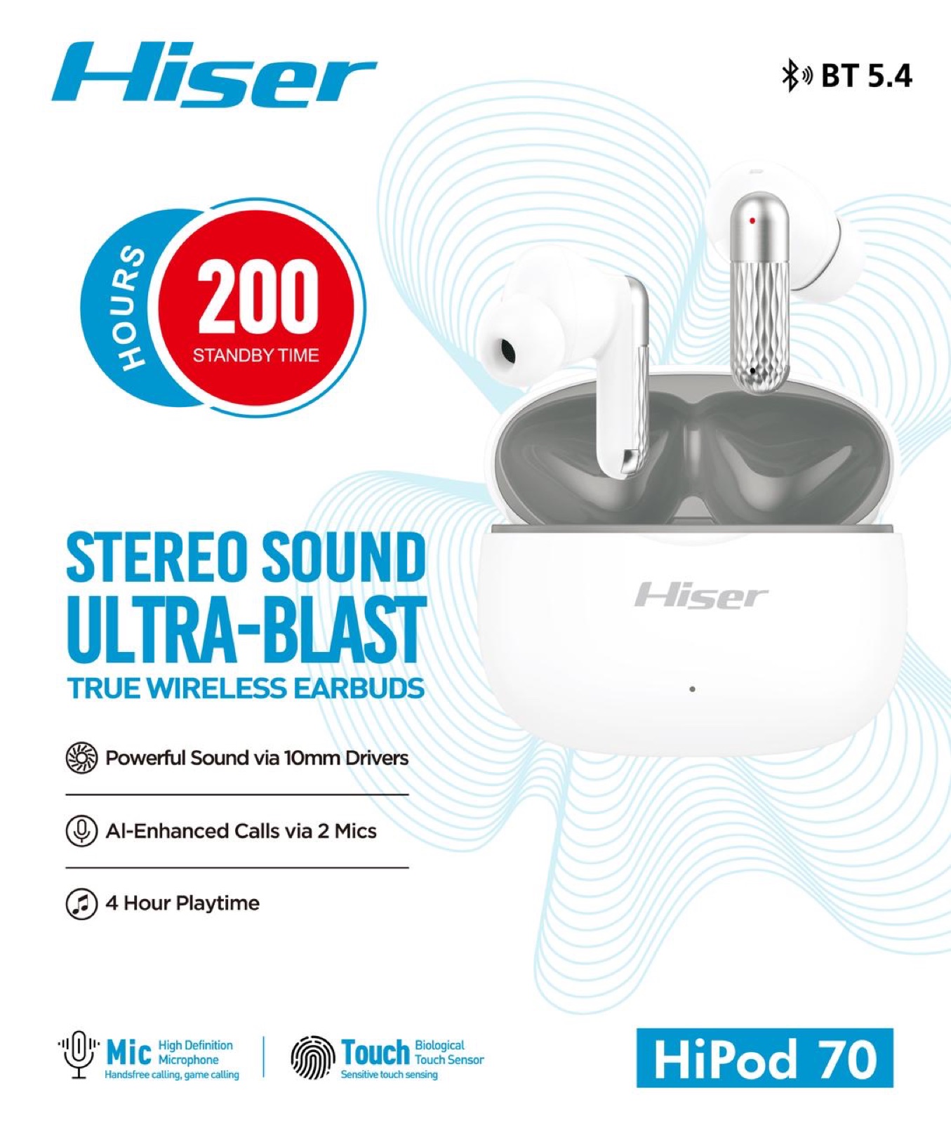 Hiser HiPod 70 true wireless earbuds, packaging
