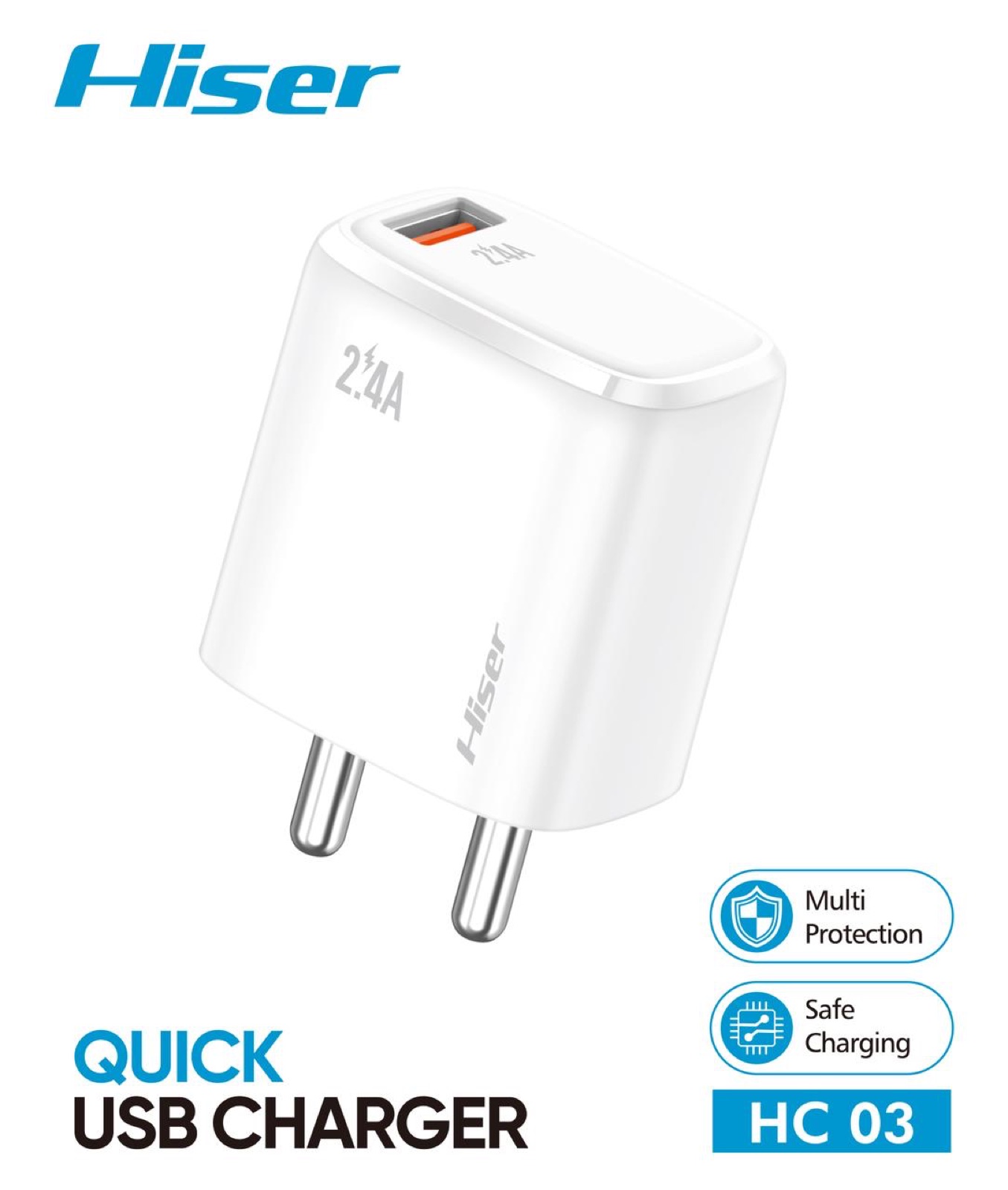 Hiser 2.4A charger, packaging
