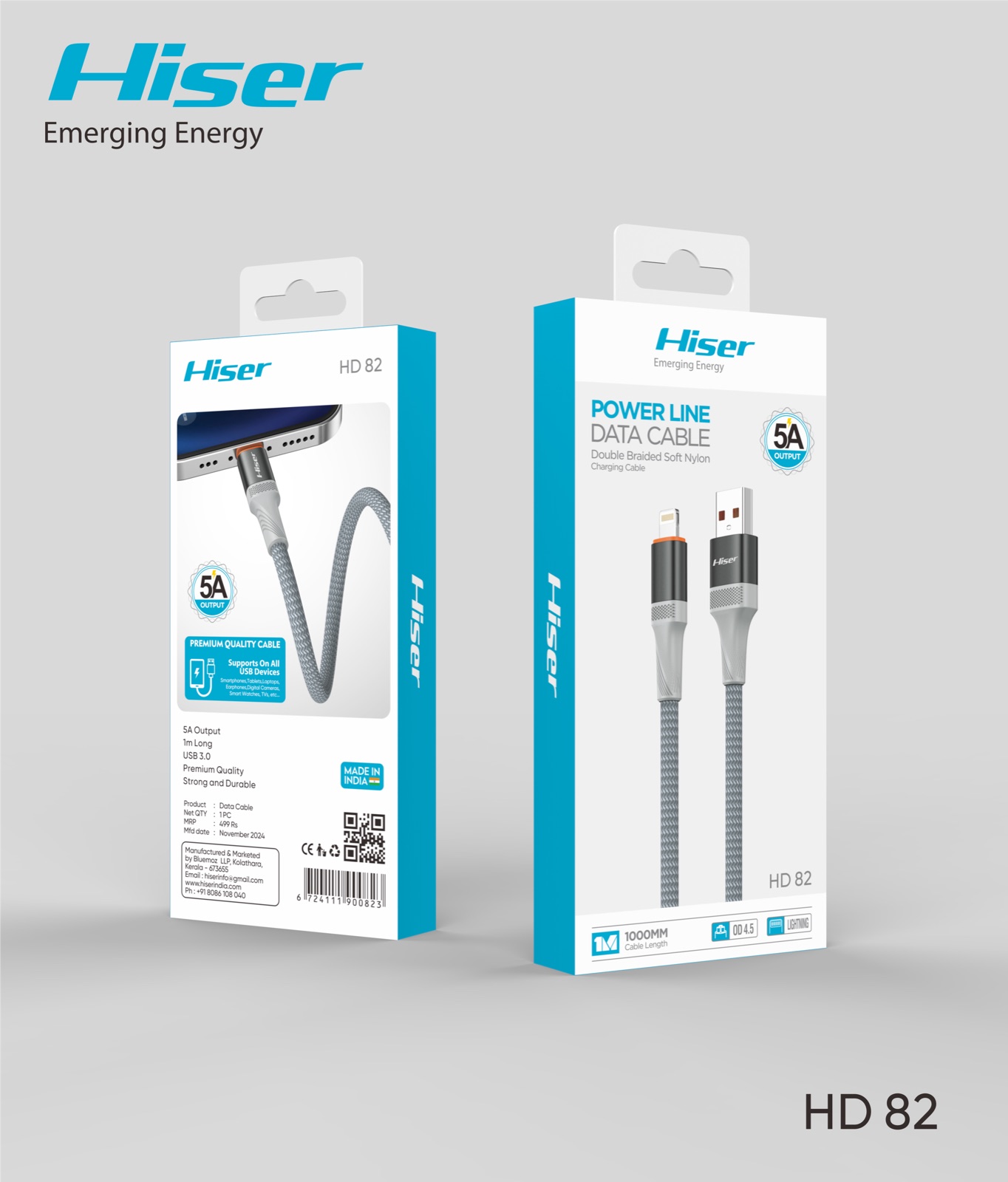 Hiser HD82 fast charging cable, packaging