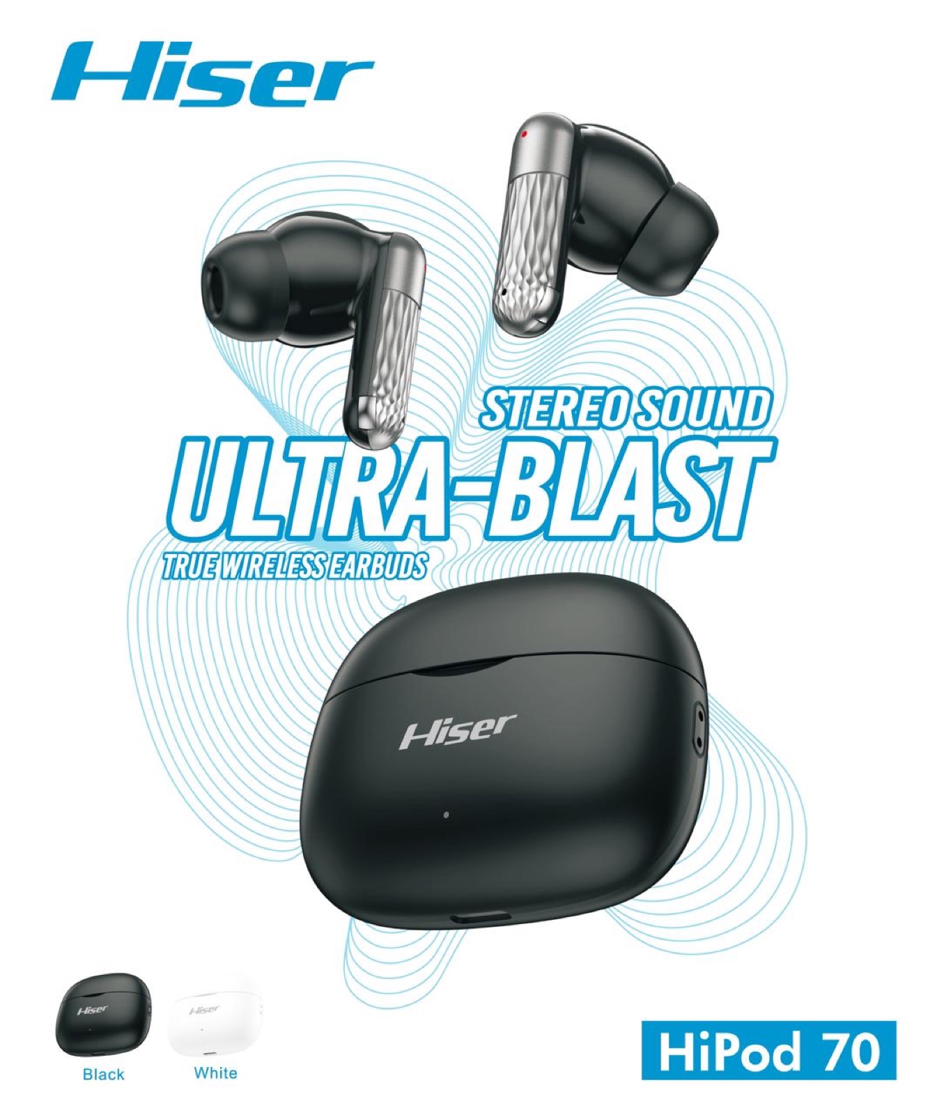 Hiser HiPod 70 true wireless earbuds, alternate view