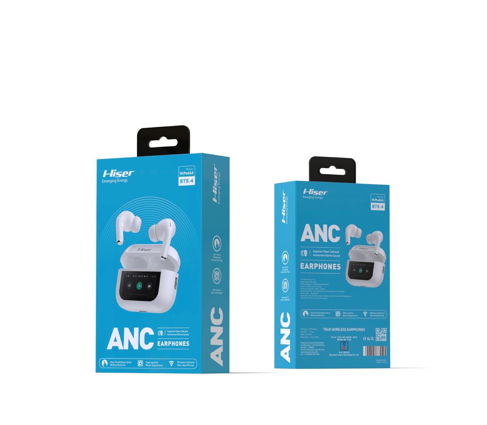 Hiser HiPod 66 ANC display earbuds, packaging