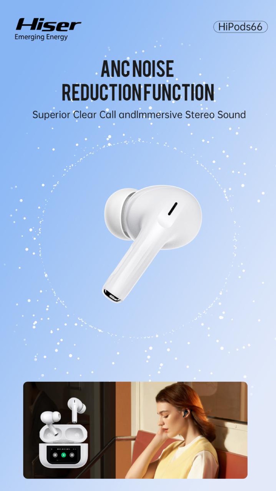 Hiser HiPod 66 ANC display earbuds