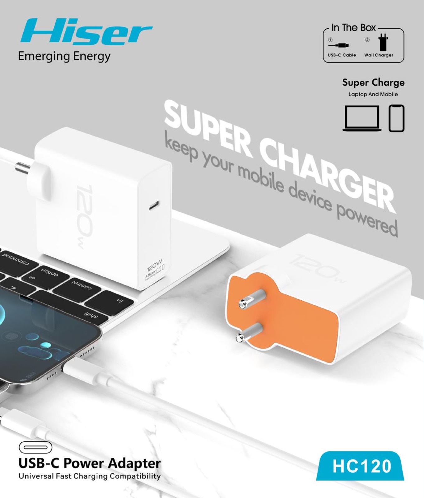 Hiser 120W charger, alternate view