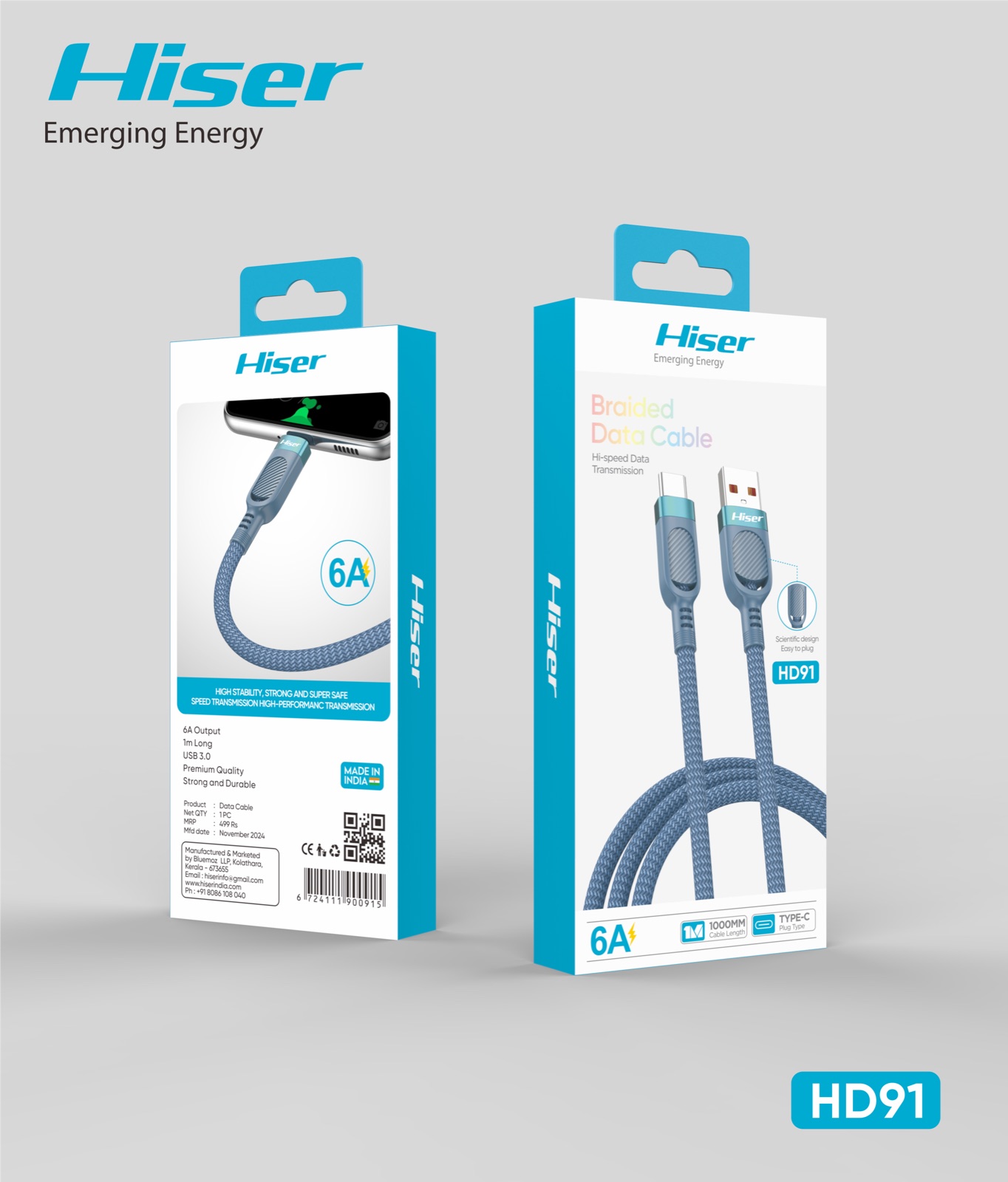 Hiser HD91 data cable, packaging