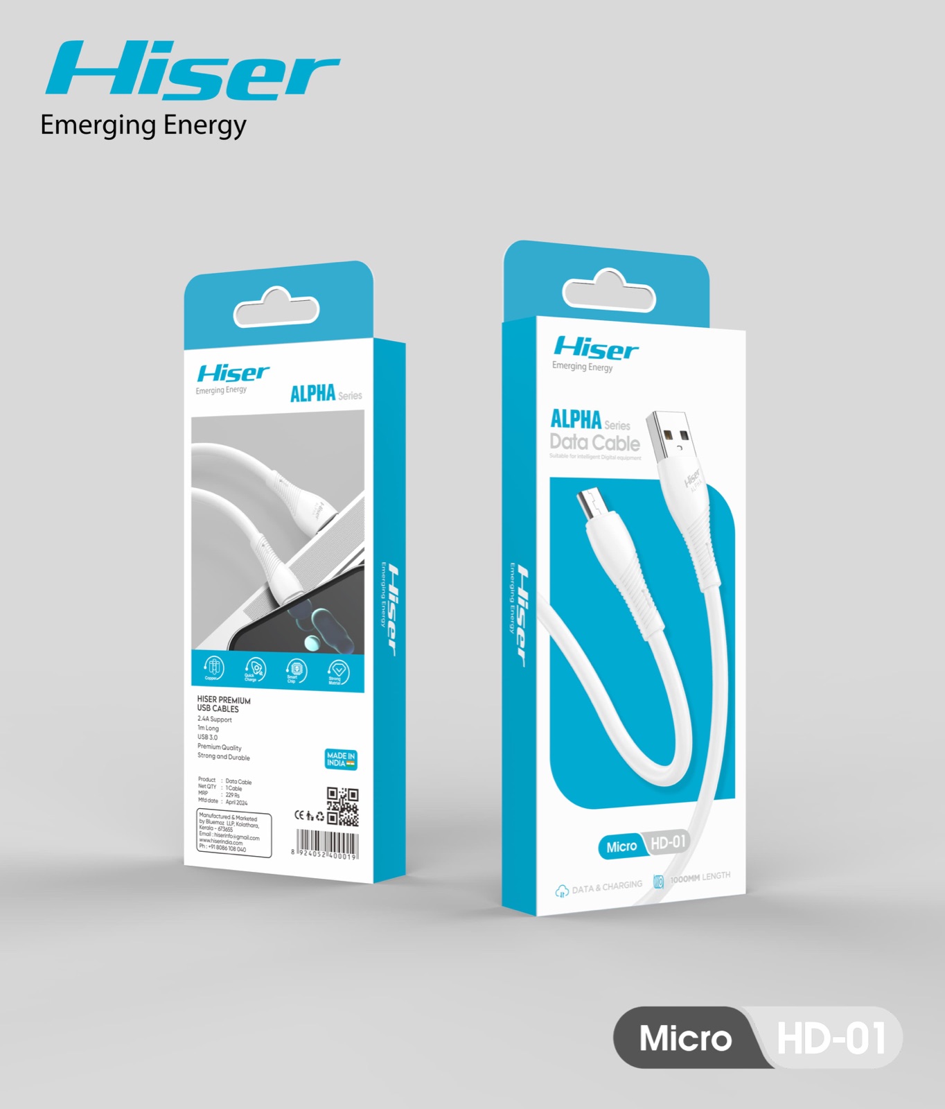 Hiser Alpha Lightning data cable, HD-03, packaging
