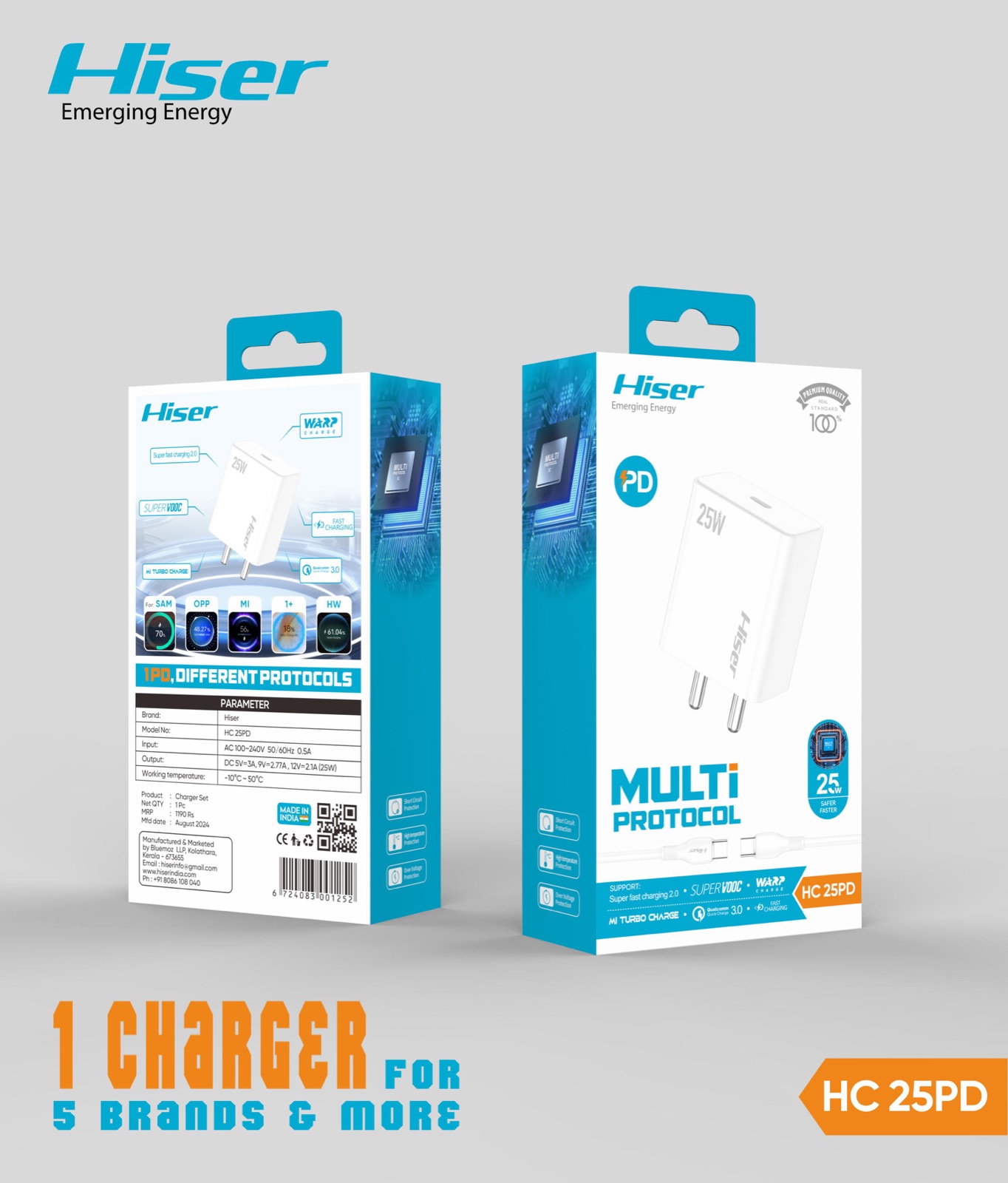 Hiser 25W charger, alternate view